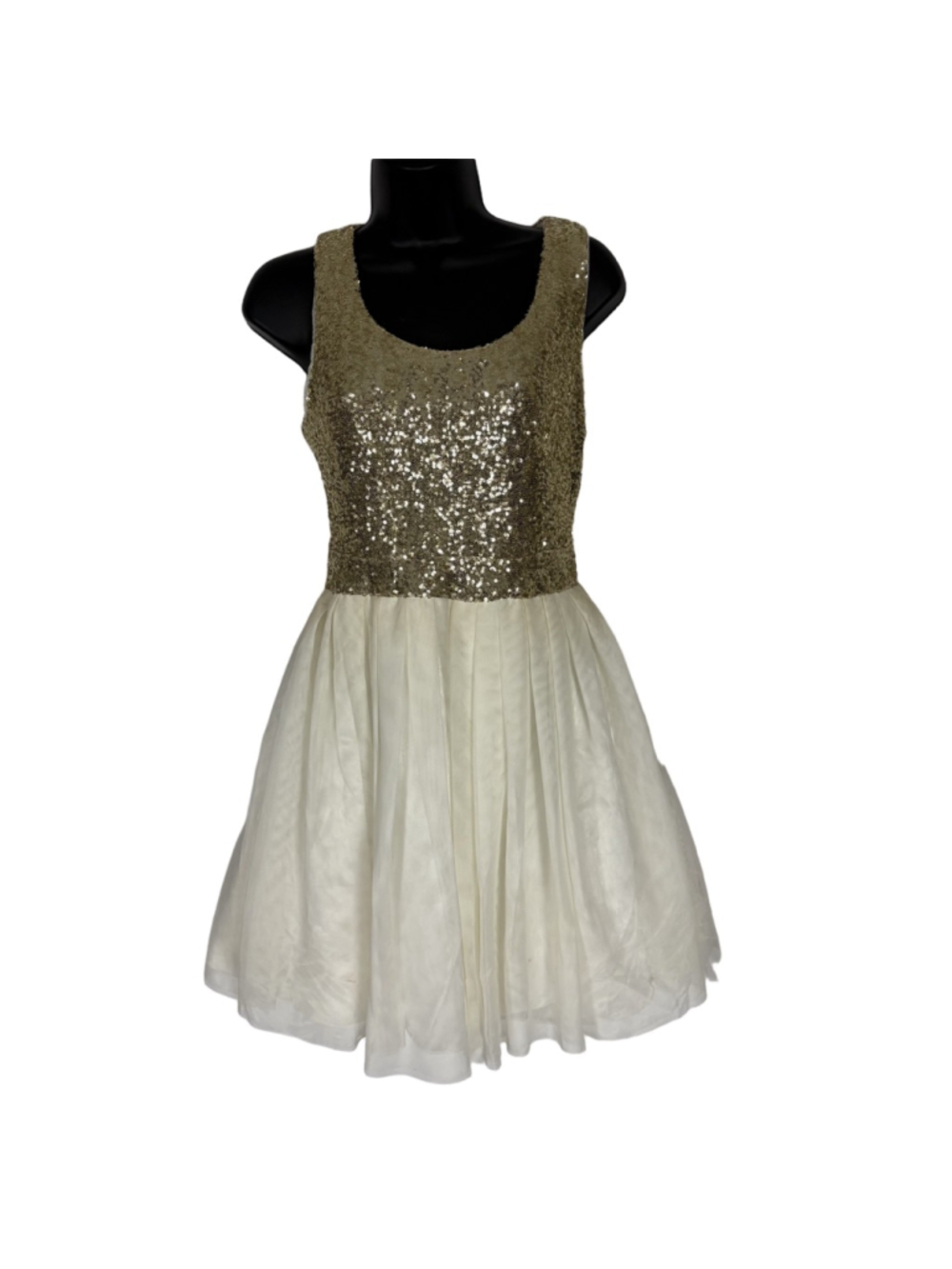 B Darlin Princess Fairycore Sequin Tulle Party Dress Ivory Gold 7/8